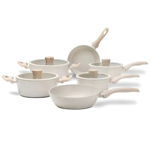High Quality <b>Pot</b> Pan Glass Lids Soft Touch Handle Non Stick 10 Piece Forged Aluminium Ceramic Cookware <b>Set</b> - Product Image 1