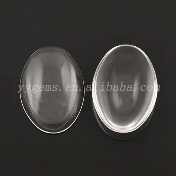 15 × 20ミリメートルTransparent Gems Oval Glass/White OvalカボションGlass/Oval Cabochon Flat Back Slice Glass Stone