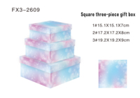 Lot de 3 boîtes cadeaux oblongues en carton rigide, gaufrage géométrique, dégradé scintillant, matériaux recyclés pour anniversaires et fêtes