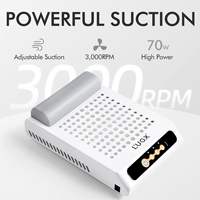 LUGX Pro 70W Professional Strong Cordless Recargable Nail Dust Collector Machine Rechargeable Nail Dust Vacuum Cleaner