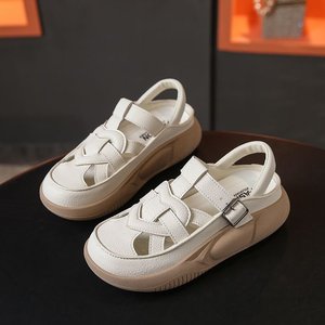 Nuovo stile estivo di <span class=keywords><strong>grandi</strong></span> dimensioni alla moda tacco alto Baotou leggero da incasso Design in stile romano <span class=keywords><strong>scarpe</strong></span> donna - Product Image 2