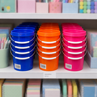 Seau en plastique bleu PP de 0,5 L avec couvercle et poignée, idéal pour le bricolage domestique, qualité alimentaire, parfait pour Halloween, pour ranger les collations et les jouets, vente en gros