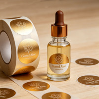 Etiquetas Adhesivas Personalizadas con Logotipo en Dorado Caliente, Rollo de Etiquetas de Lujo para Botellas de Cosméticos, para Empaquetado de Productos de Cuidado de la Piel
