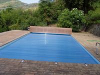 Couverture automatique de piscine POOLMAX Strong PC Slat pour extérieur, installation facile, couverture automatique pour piscine à débordement