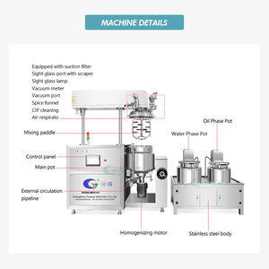 50L 100L 200L mỹ phẩm chăm sóc da Máy trộn kem trộn chân không nhũ hóa đồng nhất với nồi dầu và nước - Product Image 3