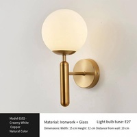Lampu Dinding Globe Mid Century dengan Alas Logam, Lampu Dinding Sederhana untuk Kamar Tidur, Samping Tempat Tidur, Kamar Mandi, Dekorasi Latar Belakang