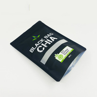 Bas quantité minimale de commande 500g noir mat feuille anti-odeur de qualité alimentaire debout pochette thé café fermeture éclair Sachet pochette à fermeture éclair