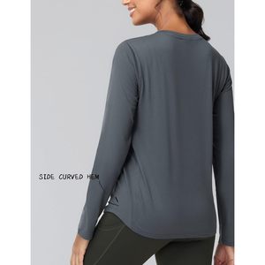 Camiseta Deportiva de Manga Larga para Mujer, Cuello Redondo, Tejido de Secado Rápido, UPF 50+, Ligera, para Correr, Color Sólido, Corte Holgado - Product Image 4