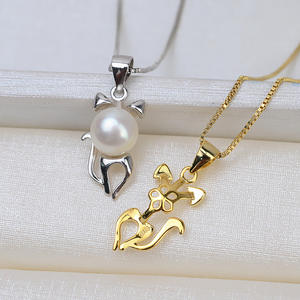 Pendentif écureuil animal en argent S925 version coréenne Wenchi, accessoire DIY avec perle 8-9, chaîne de clavicule vide, pendentifs de mode, breloques - Product Image 2