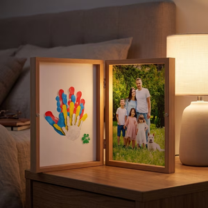 Kit de traces de mains de famille DIY avec cadre en bois – Cadeau souvenir personnalisé pour bébé, idéal pour les nouveaux parents, la grand-mère, le grand-père, la fête <span class=keywords><strong>des</strong></span> Mères - Product Image 5