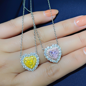 Collier amour en argent 925 avec Zircon 5a 7x7, pendentif en coupe de glace cassée, pour femmes, accessoires de bijouterie, vente en gros, nouveauté 2020 - Product Image 5