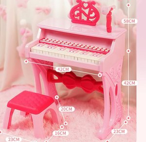Plastic Electronic Piano Toy Includes Instruction Manual, Music <b>Stand</b>, and <b>Microphone</b> Set - Product Image 3