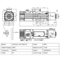 Motor Spindle CNC Berpendingin Udara 9KW ATC ISO30 Kecepatan Tinggi 24000rpm untuk Mesin Router Kayu Batu CNC, Pengukiran CNC Tugas Berat