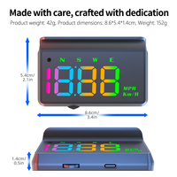 W3 Car HUD Head-Up Display Digital GPS Speedometer dengan KM/H & MPH, Alarm Kecepatan Berlebih & Layar Warna LED HD, Universal