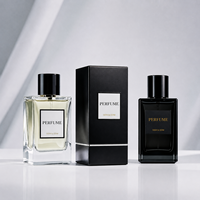 Vente en gros de flacons de parfum carrés en verre rechargeables noirs de 30 ml, 50 ml, 100 ml, emballage unique de mini-boîte de luxe vide