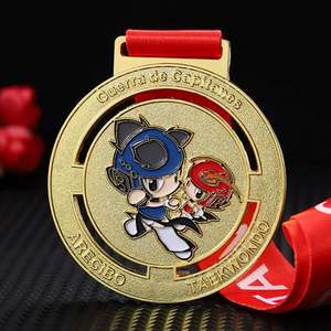 Médaille de sport en alliage de zinc émaillée, design personnalisé, logo 2D/3D, personnage de dessin animé, découpe creuse, médaille de Taekwondo dorée – Nouveauté ! - Product Image 4