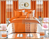 Literie 30 Pièces, Collection de Draps en Coton, Ensemble de Couvre-Lit et Literie avec Rideaux, Ensembles de Draps 30 Pièces, Tailles King et Queen pour Lit