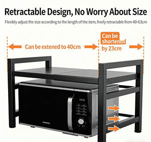 Étagère de cuisine extensible à trois niveaux robuste – Support de <span class=keywords><strong>rangement</strong></span> moderne et écologique pour micro-ondes et <span class=keywords><strong>organisation</strong></span> domestique - Product Image 4
