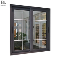 Ventanas Corredizas Horizontales Modernas de Aleación de Aluminio Antirrobo para Viviendas Residenciales, Vidrio Doble Grande para Uso en Villas y Hoteles