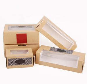 Boîte à biscuits en papier kraft personnalisée par le fabricant, récipient à collation réutilisable, boîte cadeau en papier pour dessert avec fenêtre transparente - Product Image 2