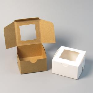 กล่องกระดาษใส่ขนมอบแบบ3 inchsm กล่องใส่<span class=keywords><strong>เค้ก</strong></span>ขนาดเล็กทั้งหมดพร้อมช่องโชว์แบบใส - Product Image 2