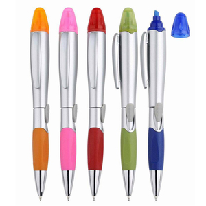 Custom Double-Head Ballpoint <b>Pen</b> Highlighter Combo 0.5mm Writing Width Promotional Stationery Plastic Material Customizable Logo - Product Image 1