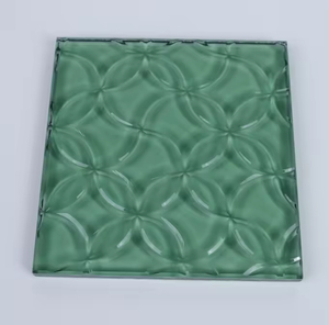 Panneau de verre décoratif teinté vert, motif de cercles entrelacés, art mural moderne pour la décoration intérieure de la maison - Product Image 3