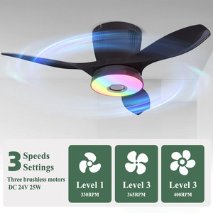 Low Profile Ceiling Fan with Light, <b>RGB</b> LED DC Motor, Dimmable 3000-6500K Ceiling Fan Light for Bedroom Kitchen Living Room - Product Image 2