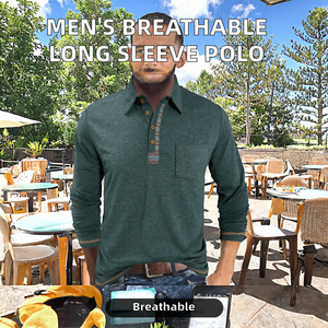 Camisa de Hombre Americana con Cuello Abotonado, de Algodón y Rayón, Tejido de Punto, Manga Larga, Estampada, Anti-Pilling, Transpirable, de Alta Elasticidad y Absorción de Humedad - Product Image 2