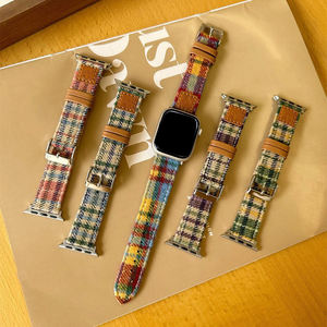 <span class=keywords><strong>Bracelet</strong></span> en <span class=keywords><strong>cuir</strong></span> tissé en laine à carreaux vintage pour Apple Watch Ultra 40 mm-49 mm pour Iwatch10 987ultra <span class=keywords><strong>Bracelet</strong></span> de remplacement - Product Image 1