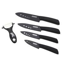 Vente flash, boîte cadeau personnalisée avec logo, couteaux à lame noire, manche en PP, couteaux de cuisine, ensemble de couteaux en céramique