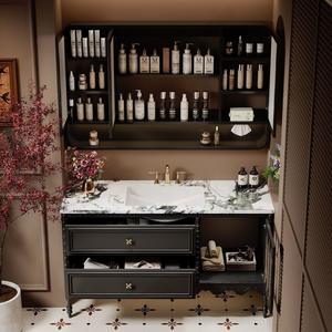 New French touch matte waterproof environmentally friendly large capacity modern French <b>bath</b> cabinet mirror - Product Image 6