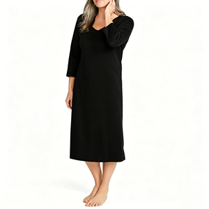 Breathable Cotton Modal Blend Women Nightgown Night Dress Long Sleeve Sleep Dress Soft Custom Nightdress