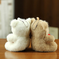 Songshan Toys Pluche Dierenknuffel Valentijnscadeau Tas Charm Schattig Klein Rood Hart Liefdes Teddybeer Pluche Sleutelhanger 10cm voor Meisjes