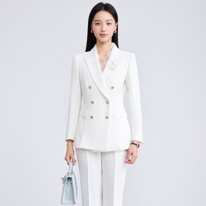 Women's Professional Suit Set Solid Color Polyester Blend Spring Work Office Wear - Product Image 2