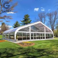 Tente d'événement à toit incurvé en aluminium Multi Flex 20x30m avec auvent transparent, chapiteau noir pour le sport et les expositions