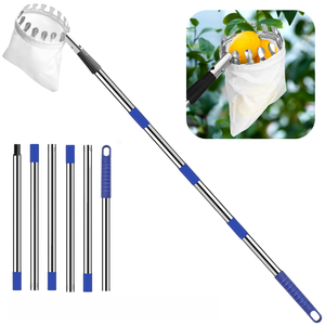 Tige télescopique longue portée pour cueillir les fruits du jardin, panier de cueillette en métal pour vergers, attrapeur de pommes et de pêches - Product Image 6