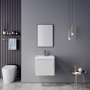 Meuble de salle de bain en contreplaqué rustique naturel abordable avec miroir et lavabo pour petits espaces – Vente chaude en gros - Product Image 3