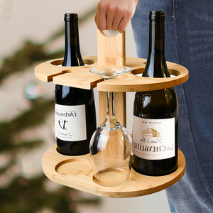 Stile retrò in legno controsoffitto Wine Rack <span class=keywords><strong>Smart</strong></span> <span class=keywords><strong>Barware</strong></span> con mensola a forma di bottiglia e portabicchieri da vino - Product Image 2