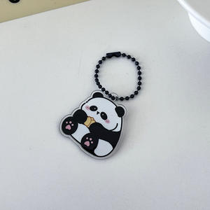 Panda perle chaîne bricolage dessin animé pendentif Double couche acrylique porte-clés avec résine poupée support Anime pour la décoration de noël - Product Image 1