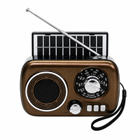 Radio portable solaire AM/FM/SW aux couleurs rétro Rx-Bt1400S avec batterie rechargeable, fente pour carte USB/TF et haut-parleur intégré