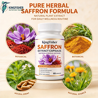 Capsules de Safran Naturel KingFisher Marque Privée pour le Bien-être de l'Humeur, Soin Herbal Quotidien avec Extrait de Crocus Sativus, Fourniture OEM