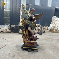 Grande Statue Religieuse Extérieure en Bronze Saint Michael Statue en Métal Laiton Archange Tuant Démon Statue Sculpture
