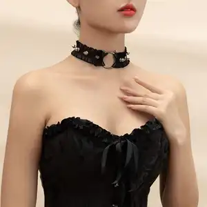 Harajuku Spitzenkragen-Halsband Mädchen Lolita personalisierte Punk-Rivetten Katzen-Klavicle-Halsband Halskette Halsketten für Damen