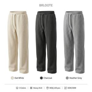<span class=keywords><strong>Pantaloni</strong></span> da Uomo in Maglia Piqué Pesante a Gamba Larga con Elastico <span class=keywords><strong>e</strong></span> Coulisse in Vita, Vestibilità Rilassata, <span class=keywords><strong>Pantaloni</strong></span> Casual Dritti OEM - Product Image 6