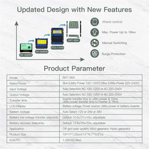 MOES Smart Blue- tooth double contrôleur de puissance <span class=keywords><strong>80A</strong></span> 16KW interrupteur de transfert automatique économie d'énergie pour système éolien solaire hors réseau ATS - Product Image 6