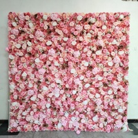 DKB Wholesale - Mur de fleurs artificielles rouges de haute qualité 8*8 pieds, enroulable, pour décorations de mariage