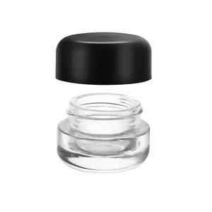 Base rotonda da 5ml recipiente in vetro concentrato S contenitore in vetro colofonia con coperchi in plastica nero a prova di bambino