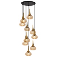 Lustre d'escalier pour salon, lampes en laiton et verre ambré, base ronde E27, suspension en verre pour escalier