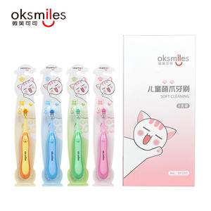 Oksmiles Brosse à dents manuelle pour enfants, poils doux, design patte de chat de dessin animé, couleur rose - Product Image 5